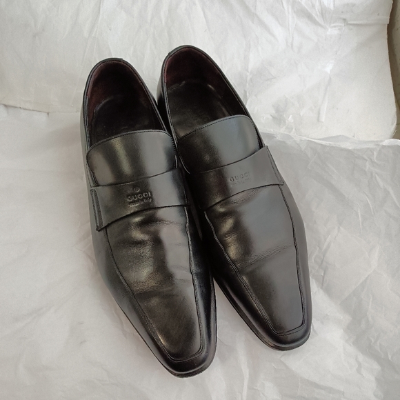 Gucci Logo Mens Leather logo luxury Shoes Loafers size UK 7.5 us 8 - Picture 1 of 16